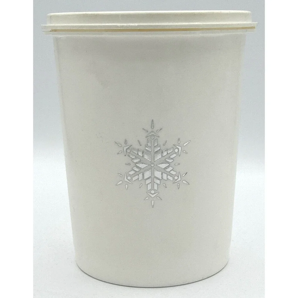 Vintage‎ Tupperware 811-13 White Snowflake Cannister Container SKU U195